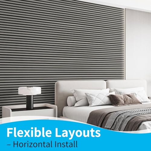 Image of Art3d 94.5 x 12.8 in Soundproof Wood Textured Wall Panel, 4-Pack, Smoky Oak