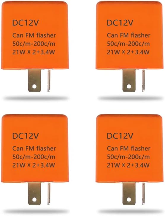 Moioee 12V 2 Pin Electronic Turn Signal Flasher Relay, 4 Pcs Motorcycle Turn Signal Hyper Flash, LED Flasher Relay Speed Adjustable Fix, Turn Signal Relay Replacement Fit for Cars Motocycles Trucks