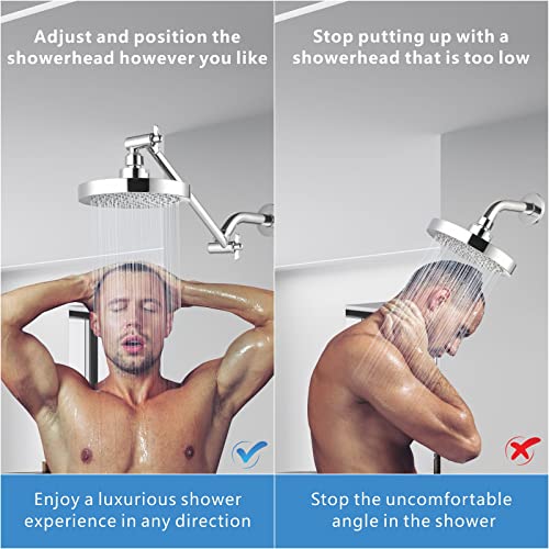 Shower Head Extension Arm - 11" Solid Brass Shower Arm With Universal Connection To Showerheads - Easily Adjustable The Height And Angle Of The Rain Or Handheld Shower Heads (Brushed Nickel) #TOP6