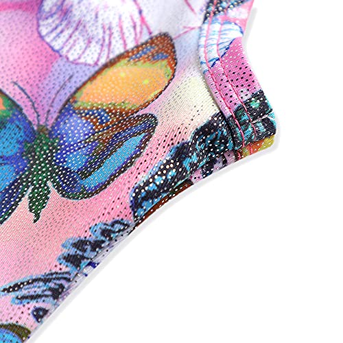 Image of HOZIY Gymnastics Leotards for Girls with Shorts Toddlers Biketards Rainbow Unicorn Dinosaur Mermaid Leopard Flower Galaxy