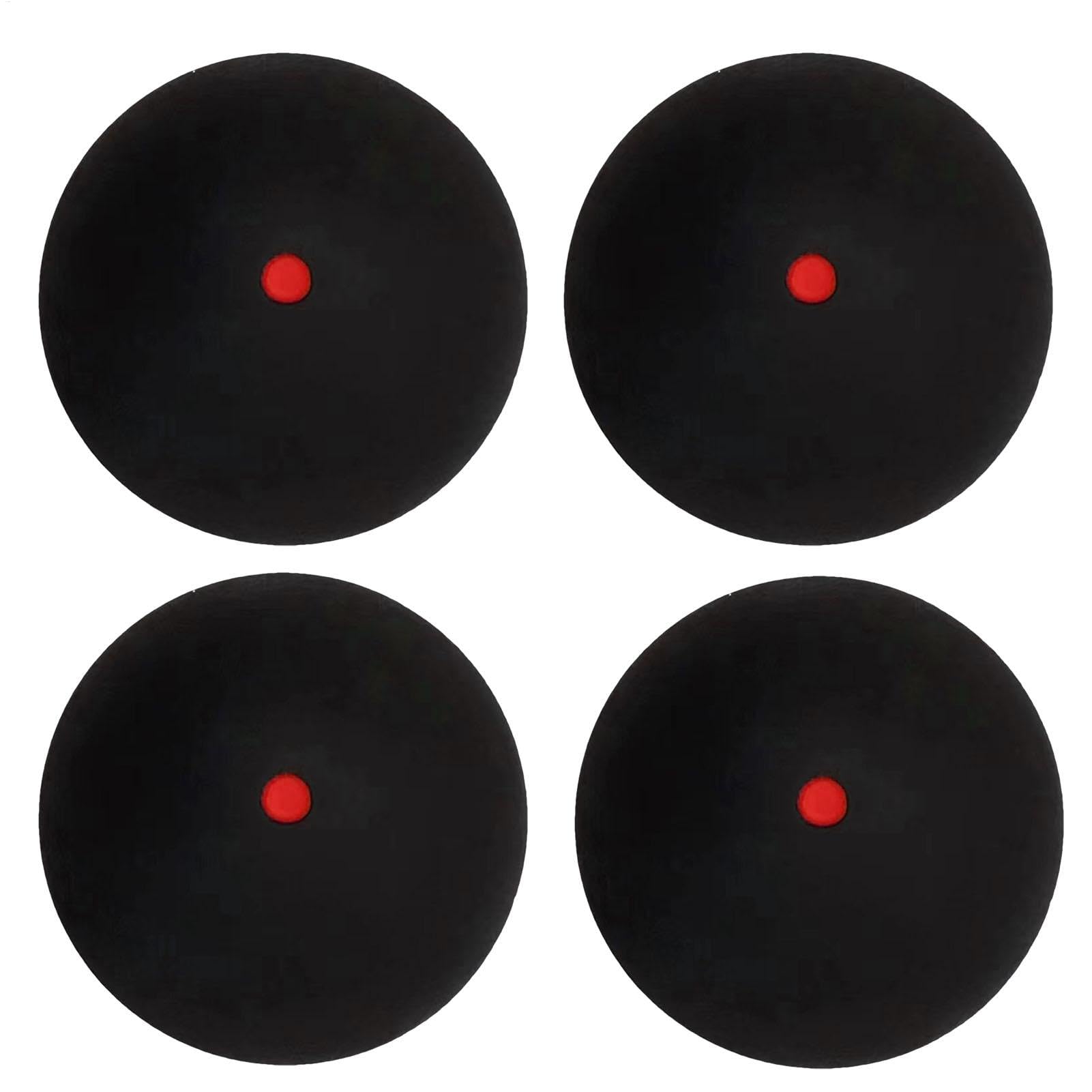 BnyHjir 4 Pack Squash Balls, 38mm Single Yellow Dot, Red Dot, Soft Rubber, High Bounce Training Squash Balls for Elite, Intermediate, Beginner, Junior Competition