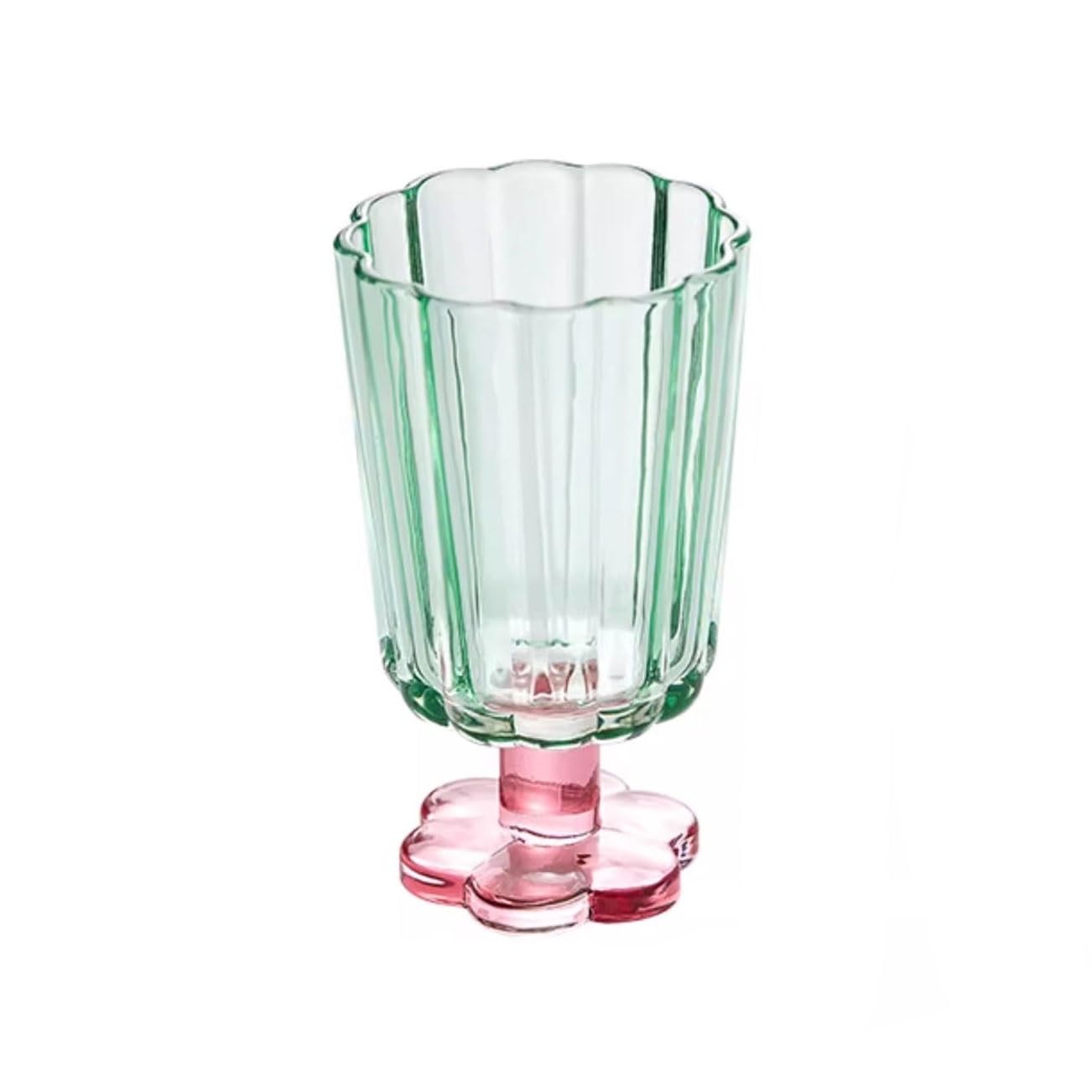 Vasos de agua con patas soplados a mano de 7.5 oz color verde para comedor