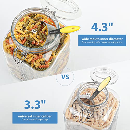 2 Pack 1 Gallon Square Super Wide-Mouth Glass Jars With Airtight Lids - Glass Storage Jars With 2 Measurement Mark - Canning Jars With Large Capacity, Sturdy For Canning, Overnight Oats, 4200 Ml #TOP4