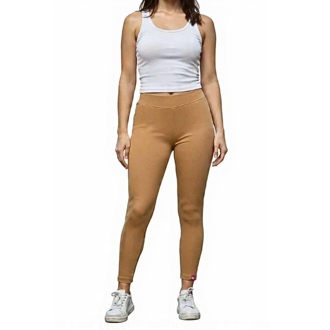 Women's High-Rise Ankle Length Leggings, Beige Colour Skinny Fit, Stretchable 4-Way Stretch Pants, Athletic and Casual Style-picture-21