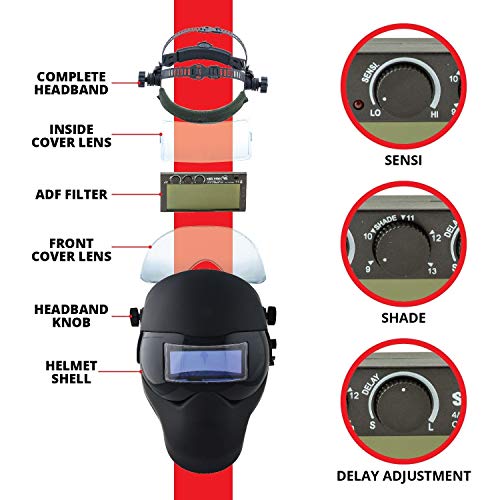 Save Phace Auto Darkening Welding Helmet Spiderman Gen Y - Ear To Ear Vision Welder Hood With 2Nd Largest Viewing Mask For Smac/Mig/Tig/Spot - 2 Arc Sensors Solar Powered And Grind Mode (3012336) #TOP4