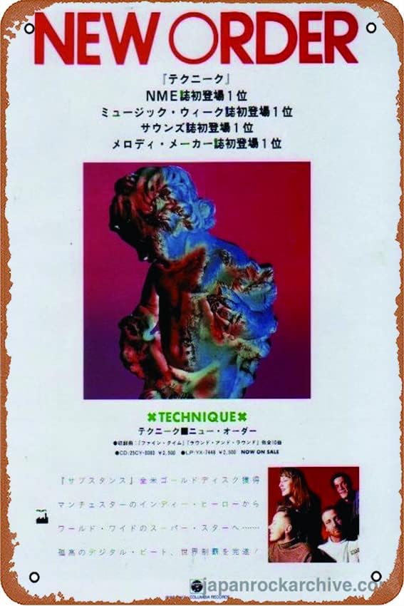 Amazon.com: New Order 1989/05 Technique pop/rock Poster Metal Sign Tin ...