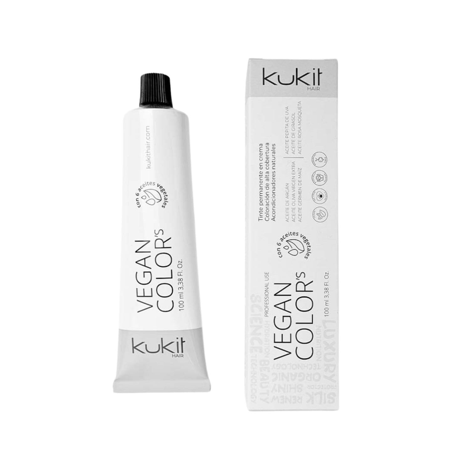 Kukit Hair - Vegan Color's Tinte Ceniza, Tinte Pelo Mujer Vegano 100 ml (6.1 Rubio Oscuro Ceniza)