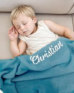 Gelledi Personalisierte Strickdecke Christian Blau