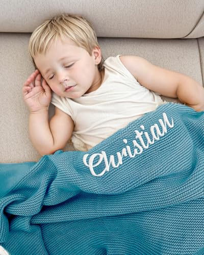 Gelledi Personalisierte Strickdecke Christian Blau