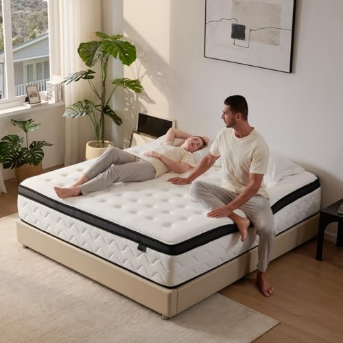 King Mattress 14 Inch, Medium Firm Hybrid Mattress King with Memory Foam & Zoned Pocket Springs for Pressure Relief, Motion Isolation | Fiberglass-Free, CertiPUR-US Certified | 80" x 76"