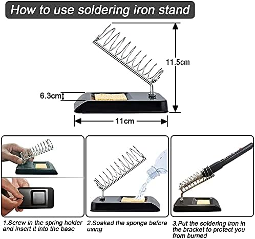 Bild 4 - Lötkolben Set,60W Lötkolben Lötset mit EIN/AUS-Schalter200-450°C, Einstellbarer Temperaturknopf, 5 Lötspitzen,Gebogene Pinzette,Lötdraht, Eisenständer mit Schwamm,Pro Elektrotechnik Reparaturen
