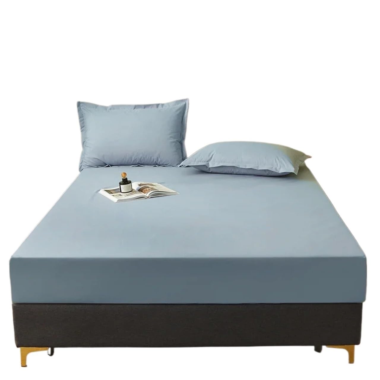 Funda de colchón algodón Impermeable, sábana Ajustable con Banda elástica, Funda Antideslizante, Protector, sin Fundas Almohada para ColchóN(Blue,180x220x25cm)
