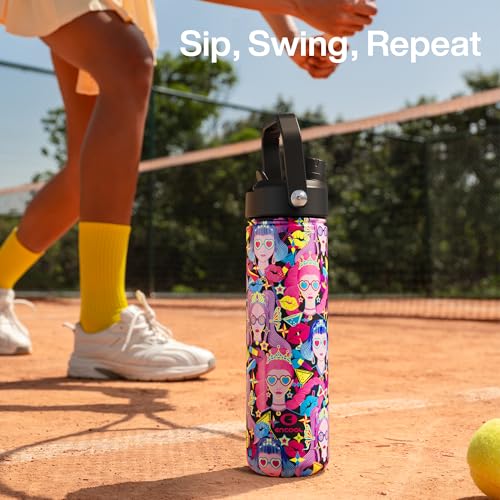 Image of ENCOOL Insulated Water Bottle with Straw Stainless Steel Water Bottle, Leak-Proof, BPA-Free, Double Wall Vacuum Keeps Cold for 24 Hours for Sports, Travel, School (26 oz, Midnight Muse)