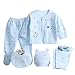 MIOIM Newborn Baby 0-3M Boys Girls Cotton Tops Hat Pants Outfit Sets 5PCS