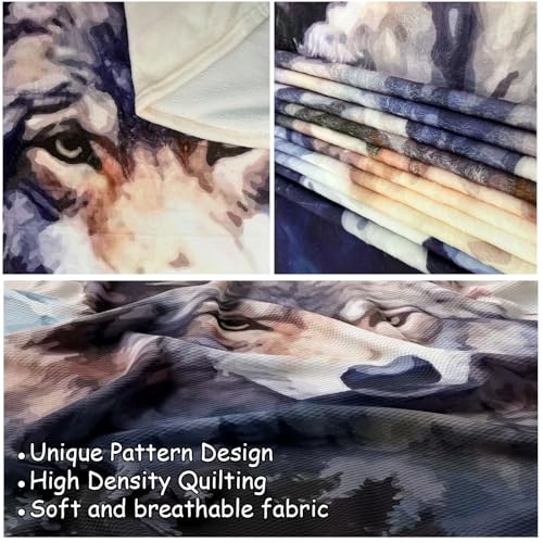 KXHHYB Wolfsmuster Decke 130x150cm,3D Wolf Kinder Flanelldecke Wilde Tier Muster Wohndecke bequem und atmungsaktiv Sofadecke,Camping für Erwachsene Kinder (B, 130x150cm)