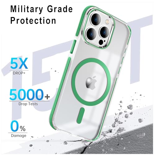 Image of MINTZZ ️ for iPhone 13 Pro Max Case, Compatible with MagSafe, Military-Grade Protection, Yellowing Resistant, Scratch-Resistant TPU Back, Magnetic Phone Case for iPhone 13 Pro Max, Clear Green