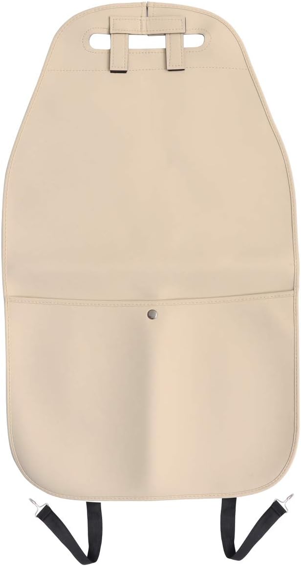 Vorcool キックガード 車用 カー シートバックプロテクター シートバック取付簡単 新作商品 大容量収納用ポケット 垂れ防止コーナー 子供 汚れ防止 カバー ベージュ