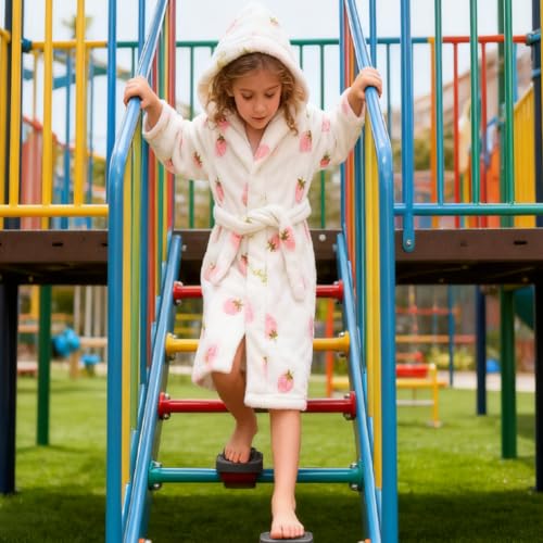 Image of Kids Bathrobe Hooded Plush Fleece Robe for Girls Boys