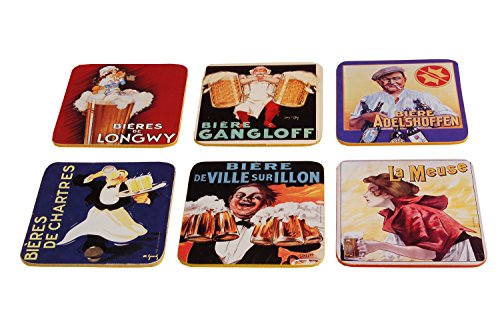 French Classics Lot de 6 Dessous de Verre Motif bières de France