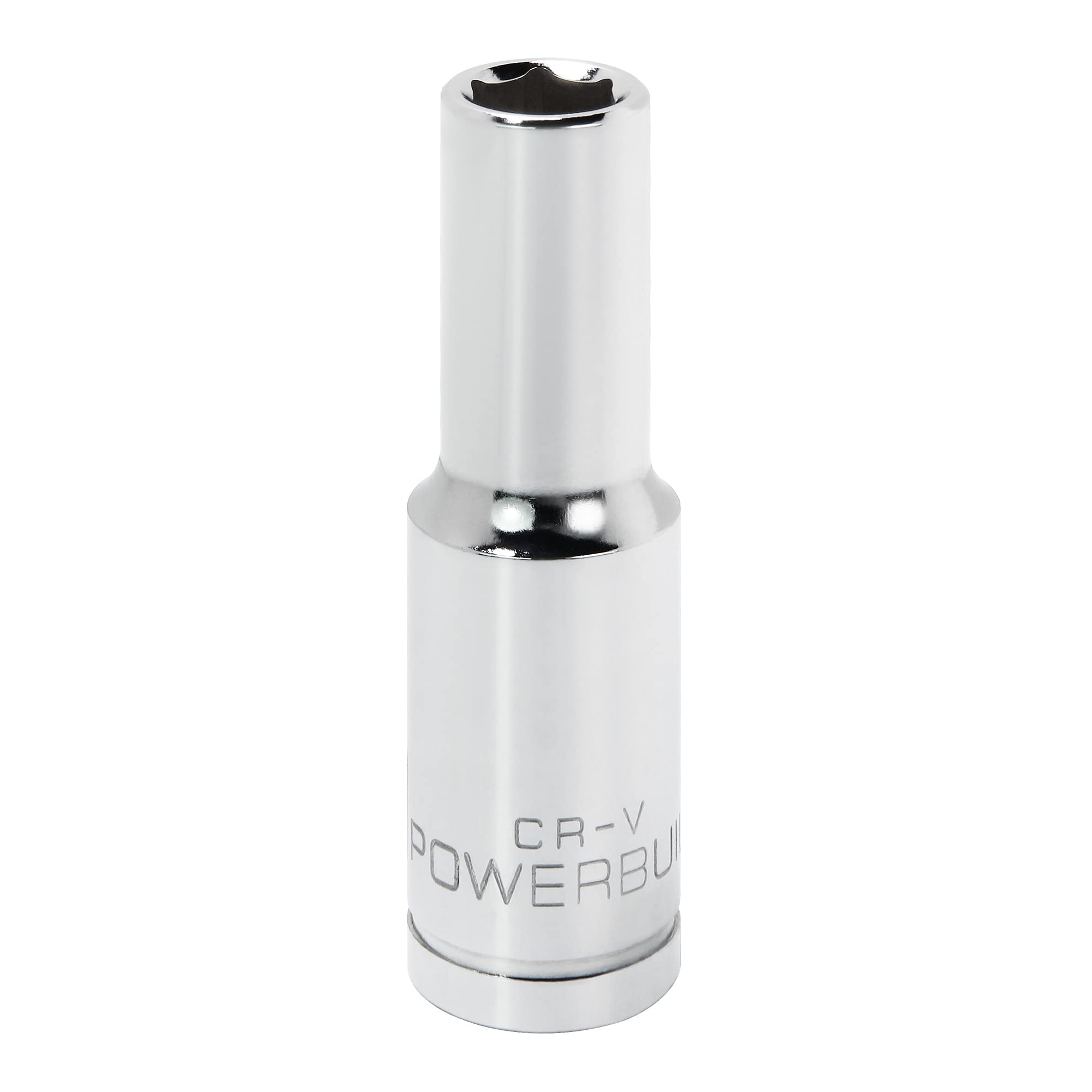 Powerbuilt 1/2 Inch Drive x 7/16 Inch SAE Deep Socket, 6 Point, Chrome-Vanadium made, Size Marking - 642323