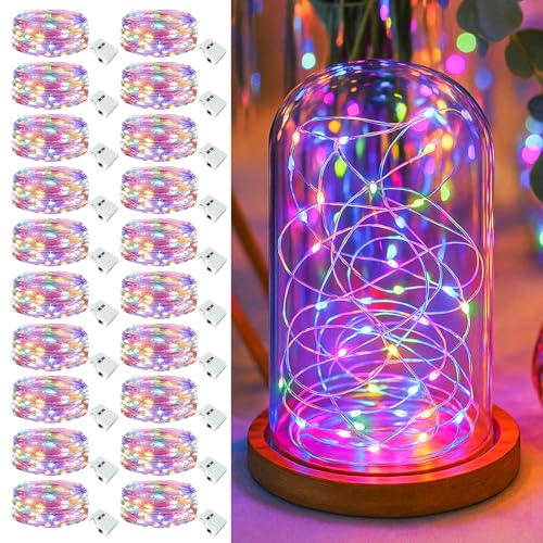 Image of 20 Pack Fairy Lights Battery Operated - 7ft 20 Led Twinkle Lights 3 Modes, Bulk Mini String Lights Waterproof for Mason Jars Vases DIY Party Wedding Decoration Christmas - Multi-Colored