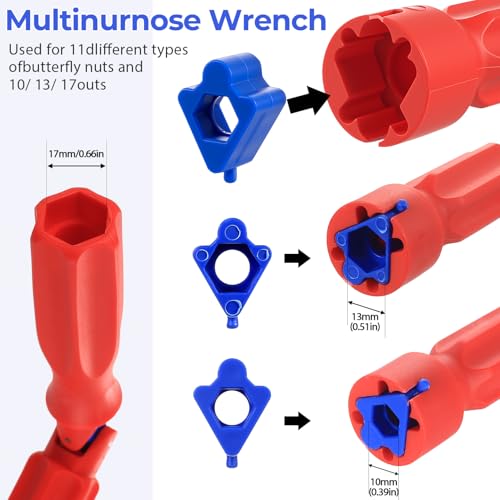Okeno Select Montageschlüssel für WC-Sitz, 10/13/17 mm WC Sitz Befestigung Montageschlüssel, Universal Reparaturschlüssel mit Gelenk für Toilettensitz Befestigung Montage Ausbau Reparatur Schlüssel