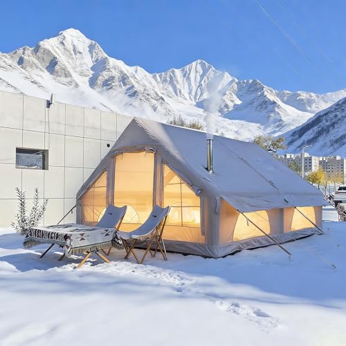 13' x 10' Inflatable Camping Tent for 8-10 Person,2/4/6/8 Person Large Inflatable Tent for Camping, 4 Season Blow up Tents Waterproof, Inflatable Hot Tent with Stove Jack