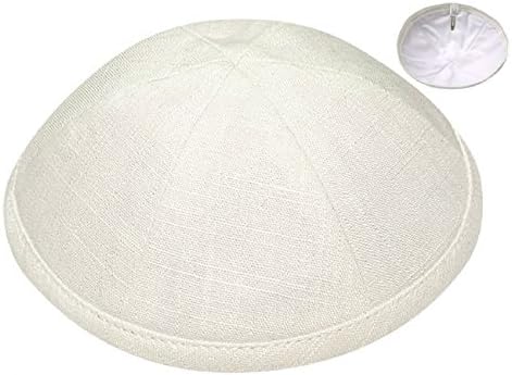 Linen Kippah 7" Diameter - Linen 6 Part Kipah - Durable & Lightweight Yarmulkah (Turquoise)