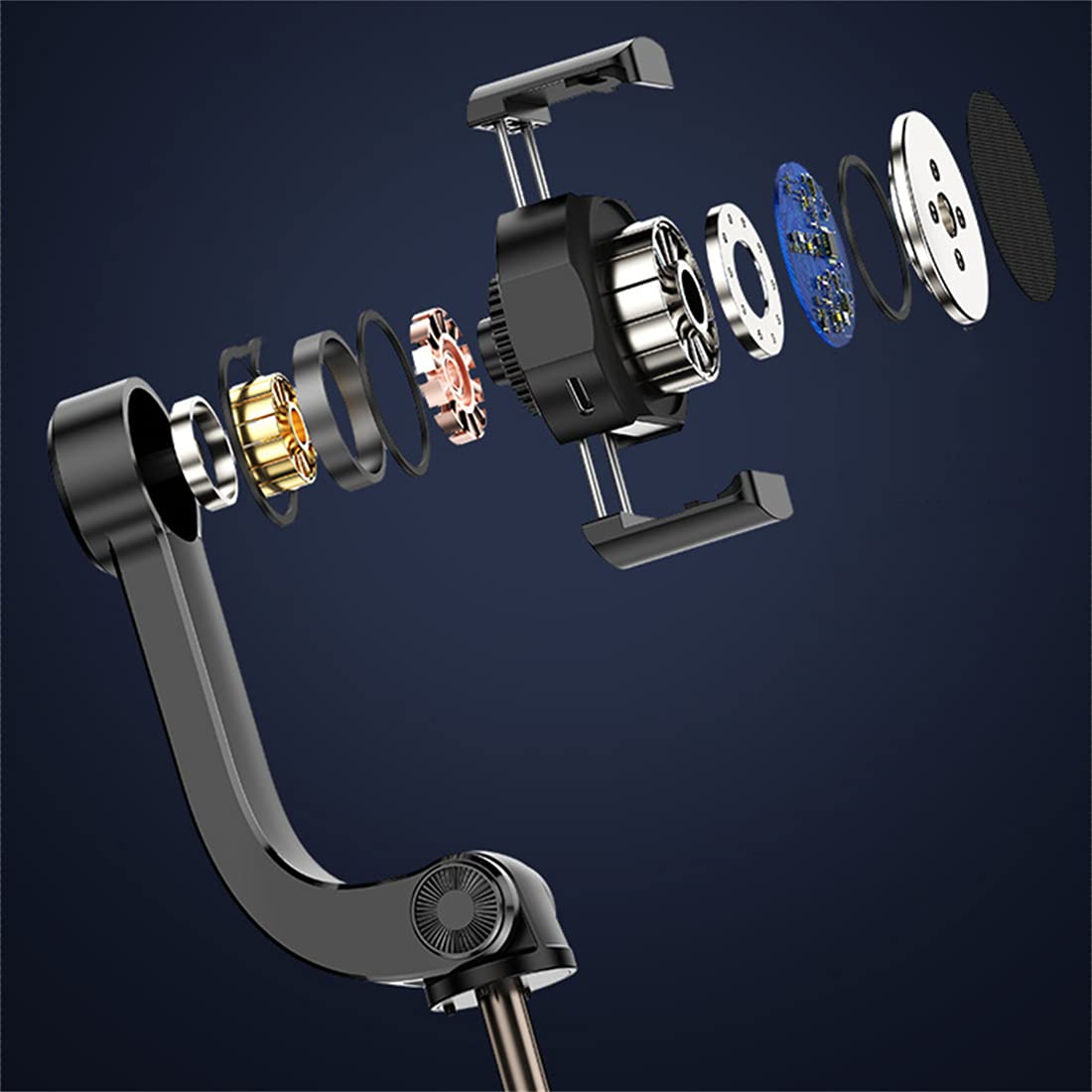 Stabilizator Gimbal dla smartfona, 1-osiowy wielofunkcyjny zdalny 360 ° automatyczny obrót, posiadacz statywu kompatybilny z inteligentnymi telefonami