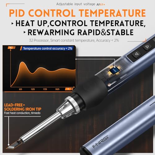 FNIRSI Soldering Iron Kit, DC/PD(96W/65W) Mini Digital Soldering Iron, 180-780℉ Fast Heating, Digital OLED Screen Display,Auto Sleep(NO Power Adapter) - Thumbnail 4
