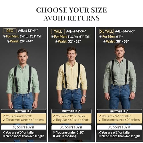 Image of HOLD'EM Suspenders for Men - Mens Suspenders Heavy Duty, Work Suspenders for Men, Jeans, Big and Tall, Seniors