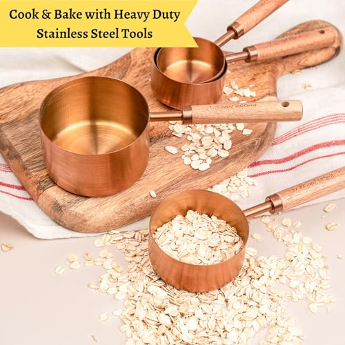 Copper-Stainless-Steel-Measuring-Cups-and-Spoons-Set-of-8-Wooden-Handle-with-US-Measurements-Metric-Cups-and-Spoons-for-cooking-and-baking