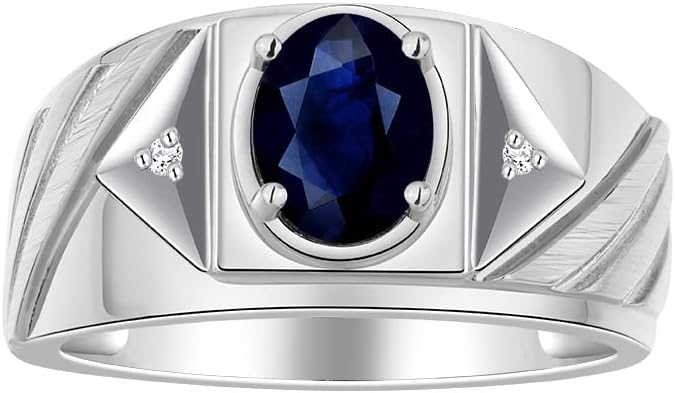 Rylos Mens Rings Sterling Silver Designer Ring With Centered Diamond In