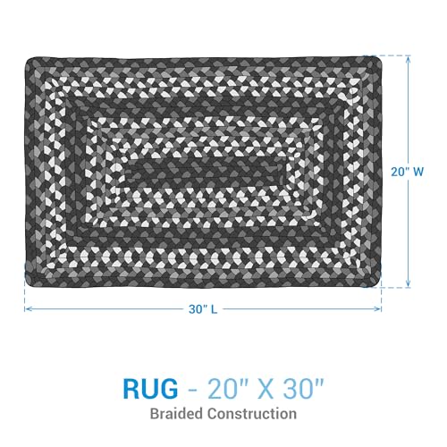 Tapete rectangular trenzado azul y piedra 20 x 30 in miniatura 3