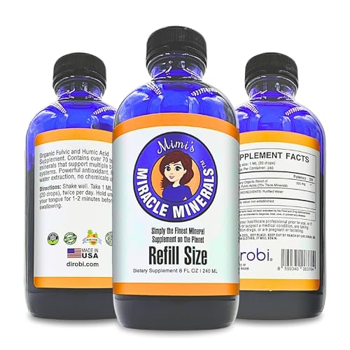 Mimi's Miracle Minerals – Fulvic & Humic Acid Supplement with 72+ Ionic Trace Minerals, Energy, Hair & Nail Growth Support, Organic Plant-Derived Liquid Drops, 8 oz