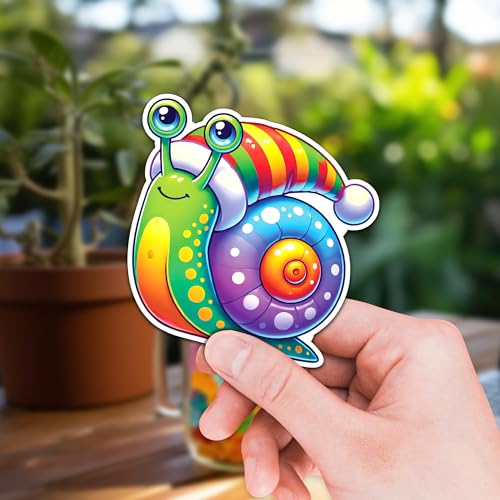 Image of Snail Sticker 8 Pcs (Large Size) Vinyl Stickers Laptop Waterproof Decal for Car Bumper Water Bottle Notebook Window Funny Party Birthday Decorations - Size 4 Inches