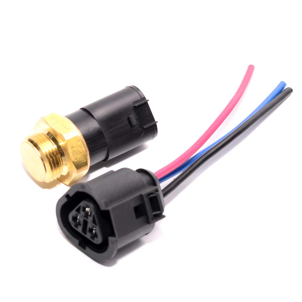 Radiator Coolant Temp Sensor Pigtail Plug Temperature Sensor Set Compatible with Audi A3 TT VW Beetle Jetta Golf Skoda Seat 1J0973203 1J0959481A