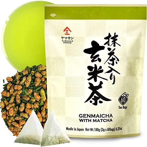 YAMASAN KYOTO UJI Genmaicha Green Tea with Matcha 60 Tea Bags