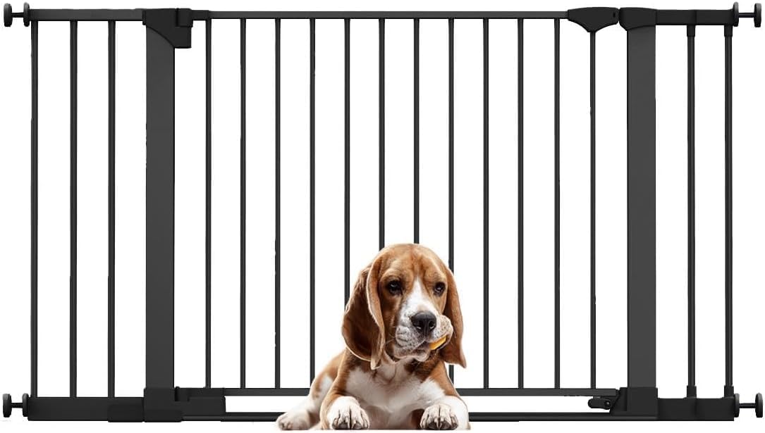 Bettacare SafeStep - Cancelletto per cani, nero, 138-145 cm, passaggio extra basso, porta extra larga 81 cm, cancello extra largo per scale, corridoi e porte, animali domestici e cuccioli, facile