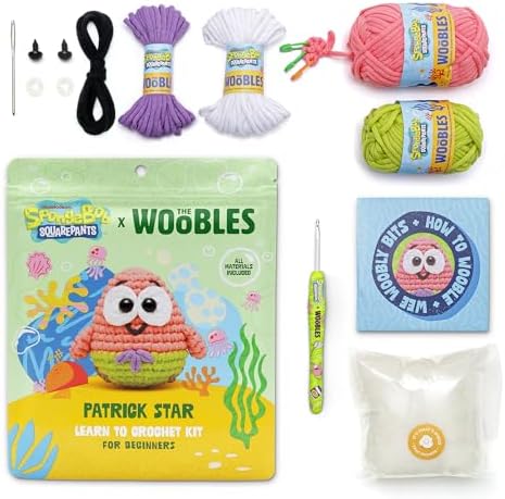 The Woobles Crochet Kit for Beginners – Spongebob Squarepants Craft Kit with Easy Peasy Yarn for Adults & Young Crafters, As Seen On Shark Tank, Step by Step Video Tutorials (Patrick Star) - 4