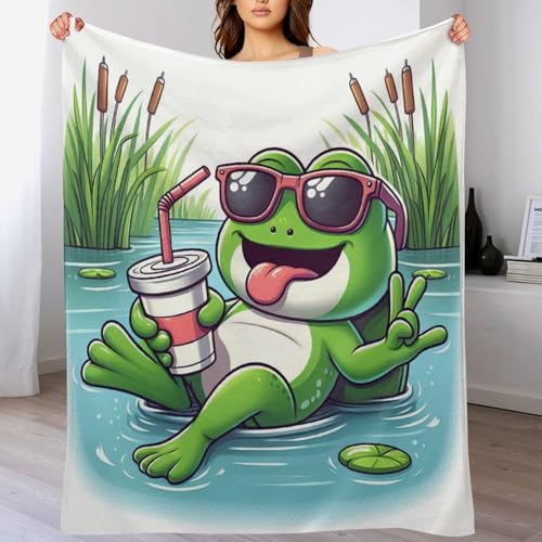 Couverture chaude en flannel lit plaid molleton grenouille toutes saisons