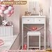 X-cosrack Small Makeup Vanity Desk with Mirror & Chair, Mini Vanity Desk Table Set with Fabric Storage Drawer, 19.7