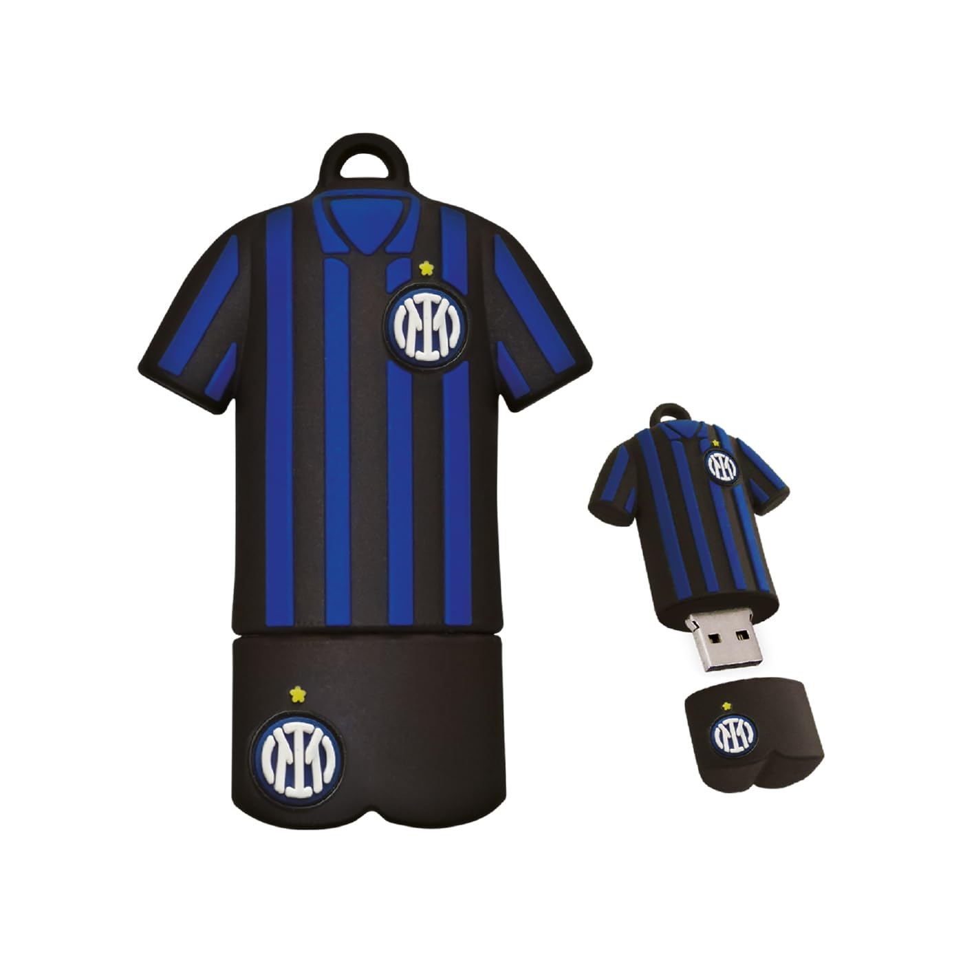 Techmade Schwarz Inter Usb-Stick | 32 Gb Usb 2.0 | Fußball-Design | Mit Schlüsselanhänger | Universell Kompatibel | Offizielles Inter-Produkt | 13–15 Mb/S Lesen, 6–8 Mb/S Schreiben,