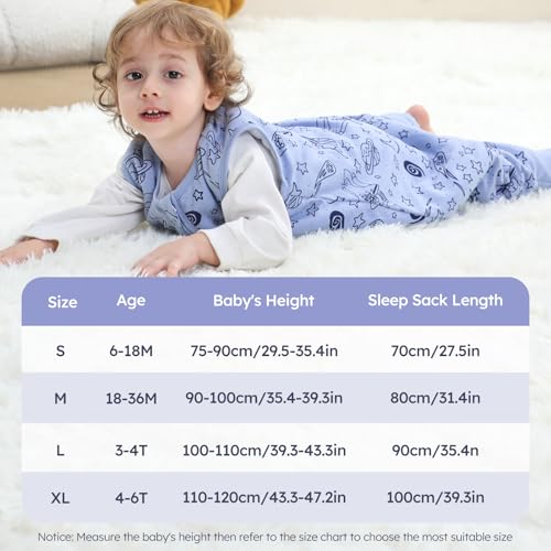 Unnivoll Baby Schlafsack mit Füßen 1,5 Tog 2er Pack Schlafsack Baby Baumwolle Ganzjahre Schlafsack mit Beinen Babyschlafsack Weich 80 cm… – Ansicht 6
