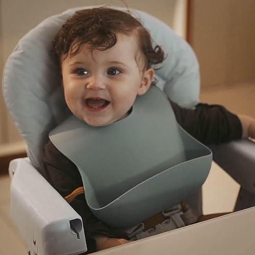 Miniatura 21 de Moonkie Juego de 3 baberos de silicona para bebé, sin BPA, suaves, ajustables, impermeables, para bebés y niños pequeños (crema/dólar/verde oliva)