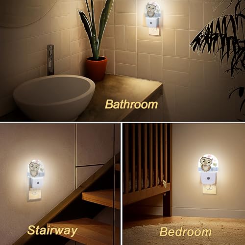 Image of Night Light,Cute Cartoon Owl and Butterfly Night Lights Plug Into WallDusk to Dawn Sensor for Bedroom Bathroom and Living Room for Women /Girls Gift
