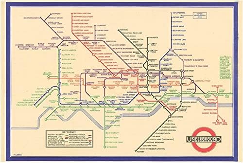 Vintage London Tube Map 1933 Wall Art Poster A4 & A3 size 250gsm Gloss Borderless print (A4)
