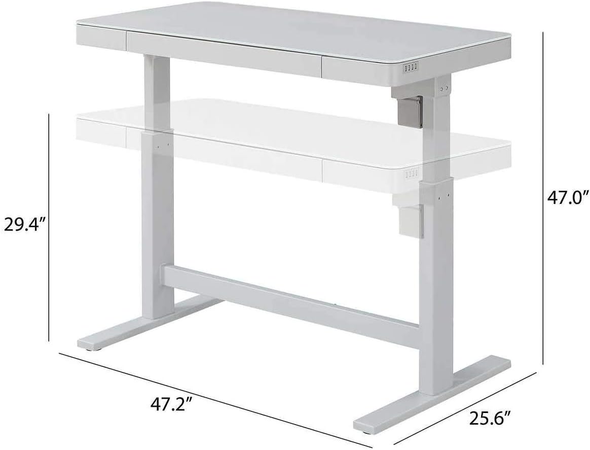 Diagram showing the dimensions of the TRESANTI Coastal Adjustable Height Desk