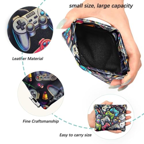 Various Gamepads Coin Purse Leather Pouch Change Purse, Squeeze Coin Pouch for Cards, Keys & Lipsticks, Unisex2