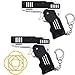 2 Paquetes de Juguete de Pistola de Banda de Goma Mini Pistola de Goma Plegable de Metal Juguete de Lanzador de Goma con Llavero para Juego de Disparos Actividades al Aire Libre